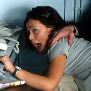 Expedient bare bottom otk electrocution for good-looking office girl in tears